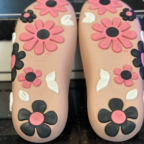 Prada Flower Rubber Pool Slides