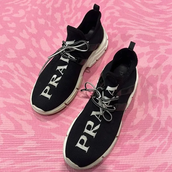 Prada Logo-knitted sneakers with a sock-like fit