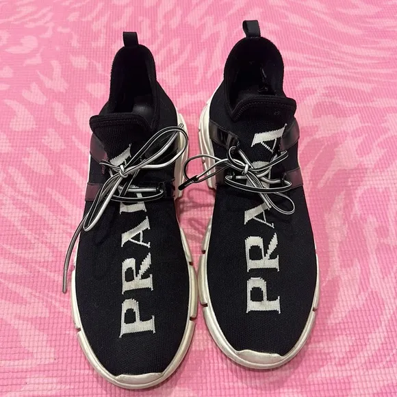 Prada Logo-knitted sneakers with a sock-like fit