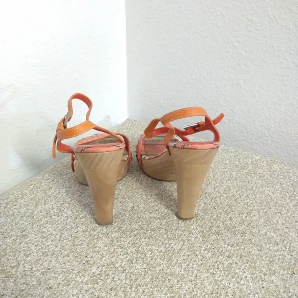 Prada Monogram Orange Leather Sandals