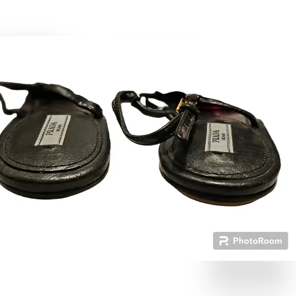 Prada Patent Leather Flower Thong sandals