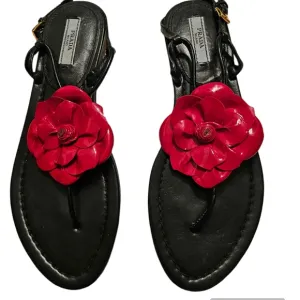 Prada Patent Leather Flower Thong sandals