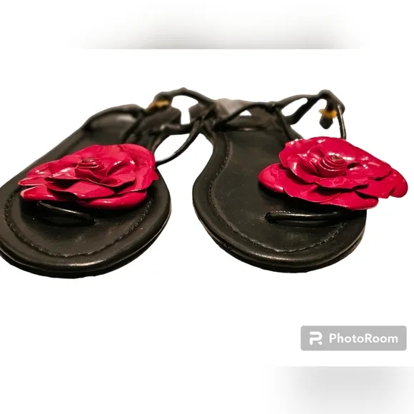 Prada Patent Leather Flower Thong sandals