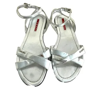 Prada silver leather sandals 36.5