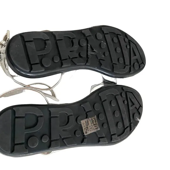 Prada silver leather sandals 36.5