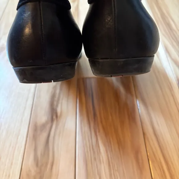 Prada Sport Black Leather Suede Accent Mary Jane Flats