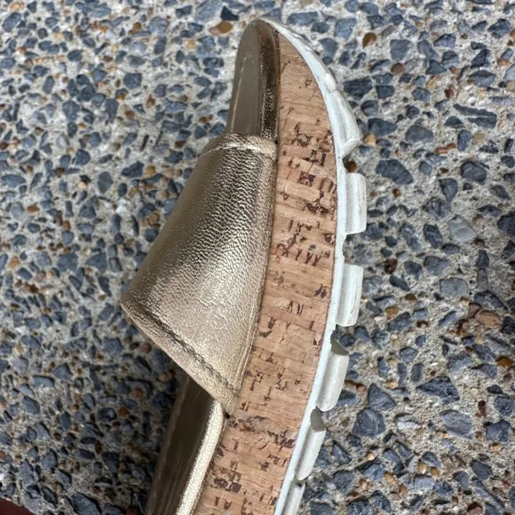 Prada Sport Gold Metallic Leather Sandals sz 38 EU