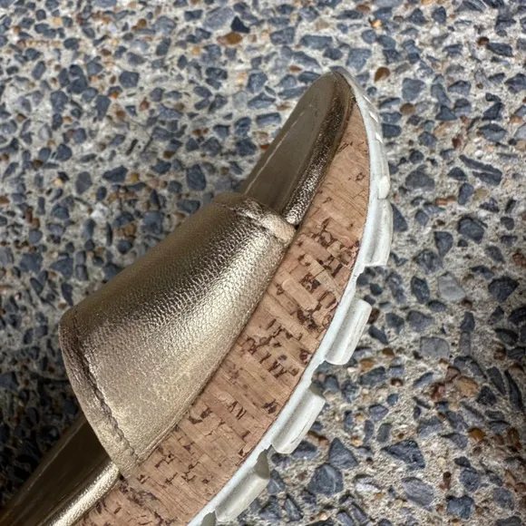 Prada Sport Gold Metallic Leather Sandals sz 38 EU