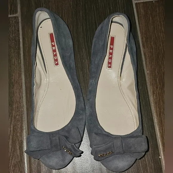 PRADA SUEDE LEATHER BALLERINA FLATS SZ 36.5 Sz US 6