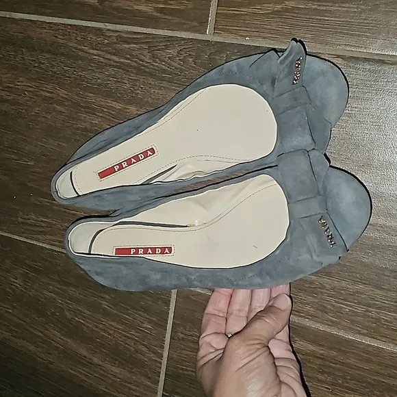 PRADA SUEDE LEATHER BALLERINA FLATS SZ 36.5 Sz US 6