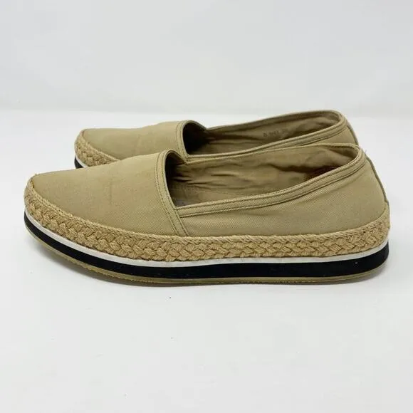 Prada Tan Canvas Espadrille Loafers Women's Size EU 37.5/US Size 7.5 VGUC1