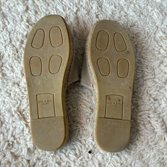 Prada Woven Canvas Slides