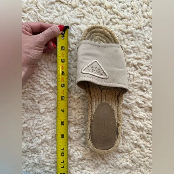 Prada Woven Canvas Slides