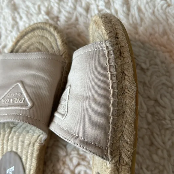 Prada Woven Canvas Slides