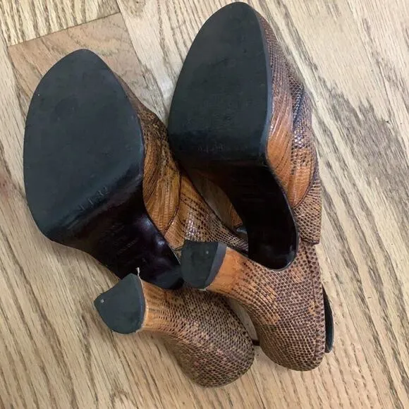 PRADA SNAKESKIN LEATHER PLATFORM‎ SLINGBACK SANDALS SIZE 37 1/2