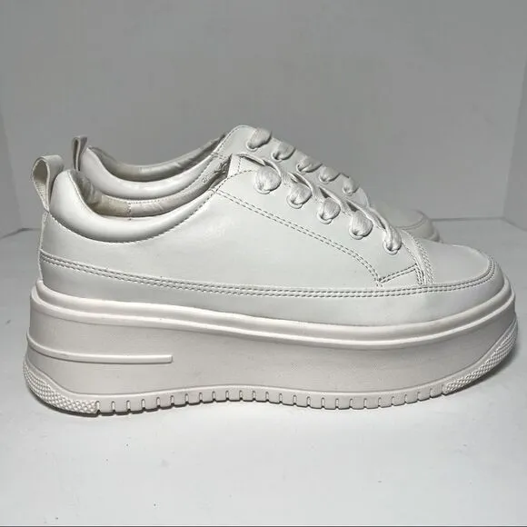 Princess Polly Dylan White Eco Vegan Leather Platform Sneakers 9