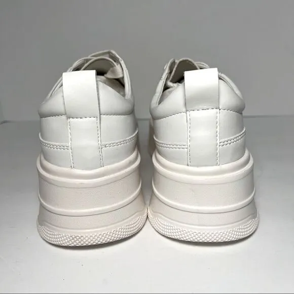 Princess Polly Dylan White Eco Vegan Leather Platform Sneakers 9