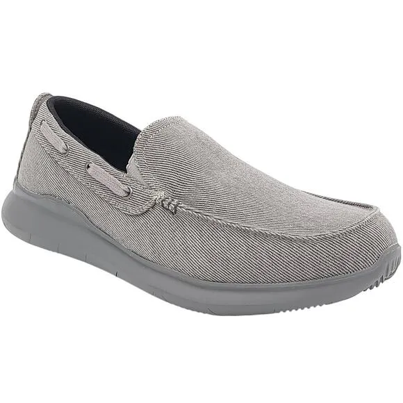 Propet Men Viasol Slip On Boat Shoe Loafers Size US 10.5M Grey Corduroy Fabric