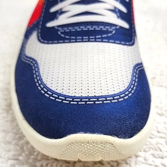PSUDO COURT BLUE/MULTI COLOR LACE-FREE SLIP-ON SNEAKERS SIZE 10