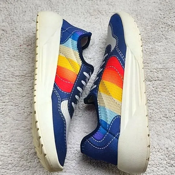 PSUDO COURT BLUE/MULTI COLOR LACE-FREE SLIP-ON SNEAKERS SIZE 10