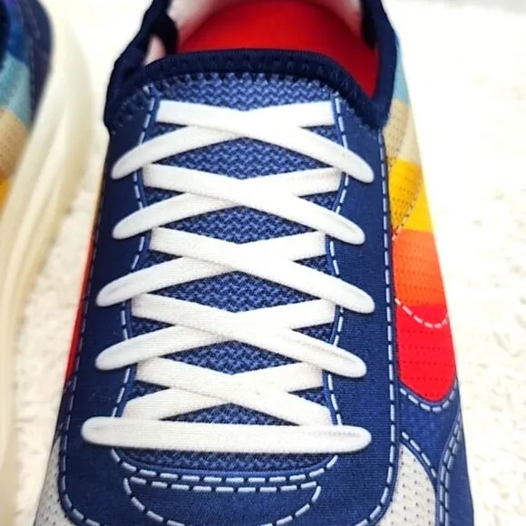 PSUDO COURT BLUE/MULTI COLOR LACE-FREE SLIP-ON SNEAKERS SIZE 10