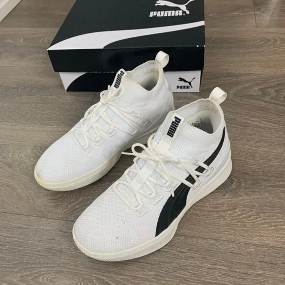 Puma Clyde Court GW Jr Running Shoes Knit sneakers White Black Size 6.5
