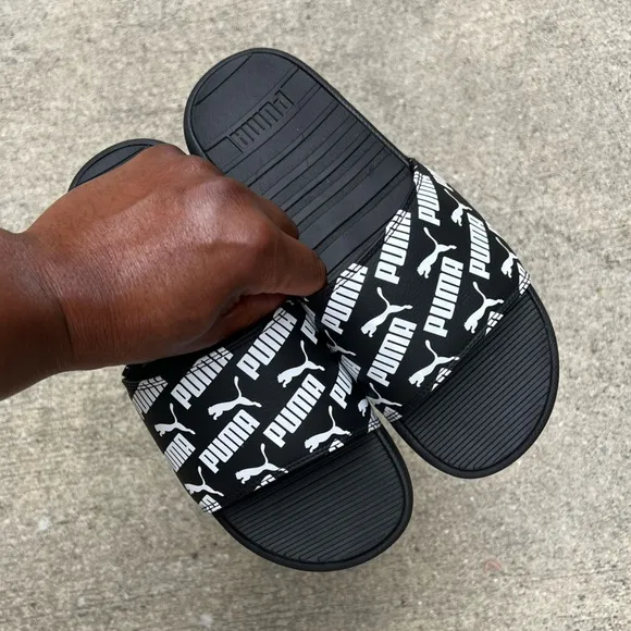 PUMA COOL CAT BOLD 2 BX FLIP FLOP SLIDE BLACK WHITE PUMAS SLIDES