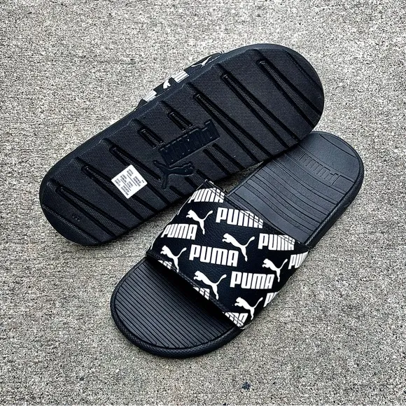 PUMA COOL CAT BOLD 2 BX FLIP FLOP SLIDE BLACK WHITE PUMAS SLIDES