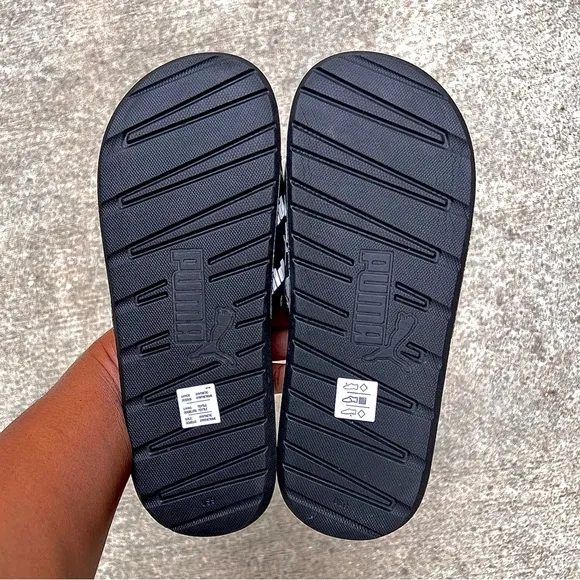 PUMA COOL CAT BOLD 2 BX FLIP FLOP SLIDE BLACK WHITE PUMAS SLIDES