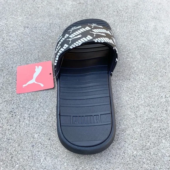 PUMA COOL CAT BOLD 2 BX FLIP FLOP SLIDE BLACK WHITE PUMAS SLIDES