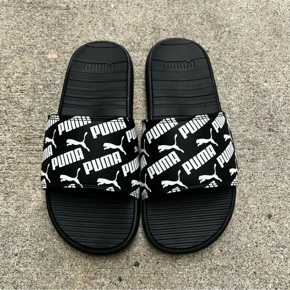 PUMA COOL CAT BOLD 2 BX FLIP FLOP SLIDE BLACK WHITE PUMAS SLIDES