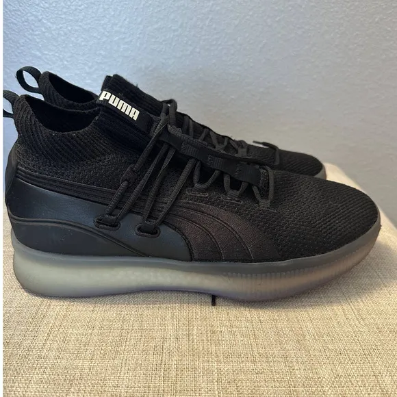 Puma Men's Black-Electric Purple Clyde Court Sneakers Size 10