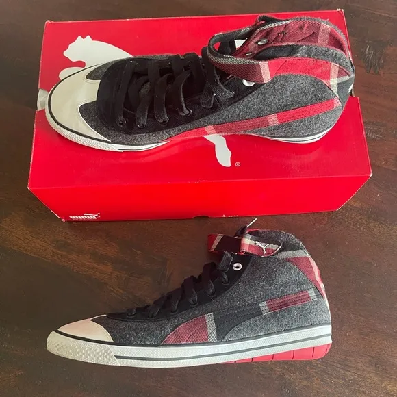 Puma Rare Canvas High Top Plaid Sneaker Eco Ortholite Shoes Size 13