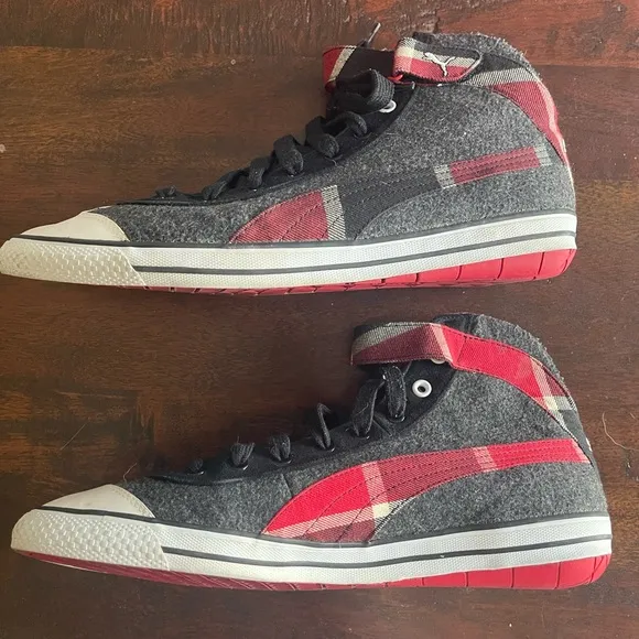 Puma Rare Canvas High Top Plaid Sneaker Eco Ortholite Shoes Size 13