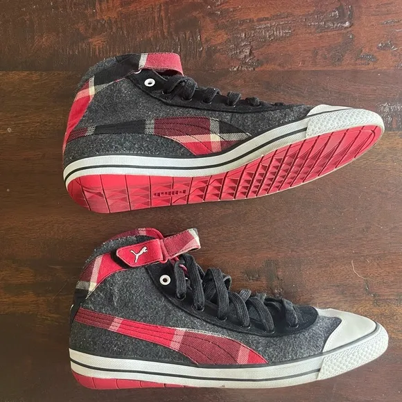 Puma Rare Canvas High Top Plaid Sneaker Eco Ortholite Shoes Size 13