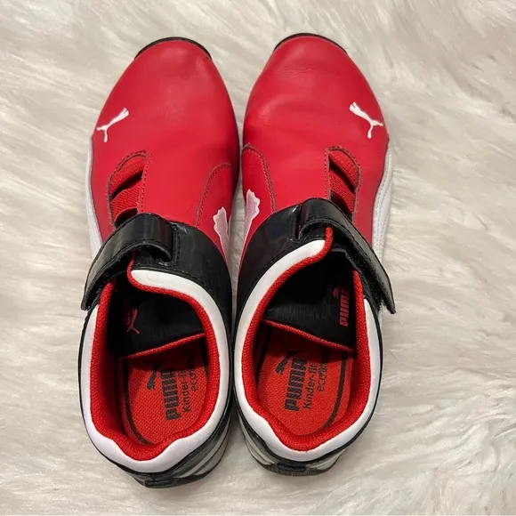 Puma Sport Lifestyle Ferrari Red Leather Sneakers Shoes Kids Youth Size 1.5