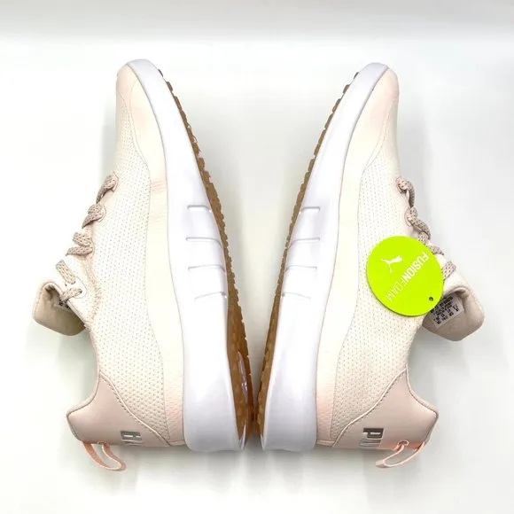 Puma Womens Laguna Fusion Sport Pink White Knit Spikeless Golf Sneakers Shoes 10