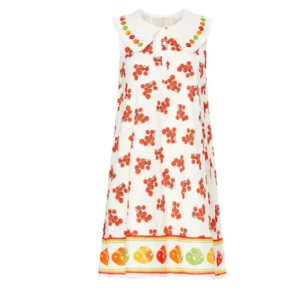 Rachel Antonoff Tanya Dress Size 0 A-Line, Sleeveless Tomato Veggie Print RTR