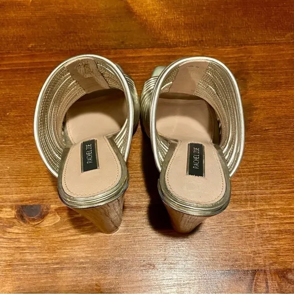 Rachel Zoe Silver Seneca metalic Sandals silver chunky mules high heels Size 6