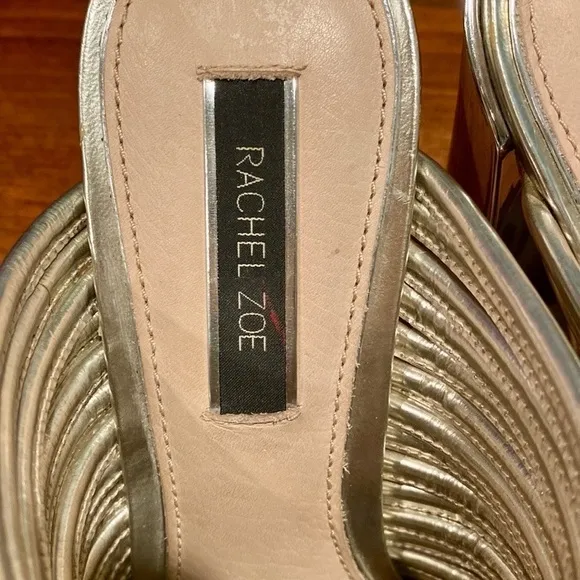 Rachel Zoe Silver Seneca metalic Sandals silver chunky mules high heels Size 6