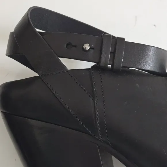 Rag &amp; Bone &quot;Kenny&quot; Ankle Wrap Black Leather Shootie Heeled Mule Bootie Slides
