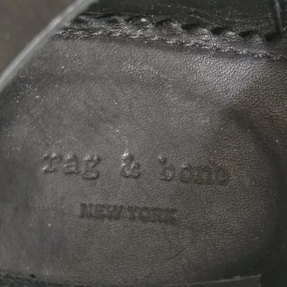 Rag &amp; Bone &quot;Kenny&quot; Ankle Wrap Black Leather Shootie Heeled Mule Bootie Slides