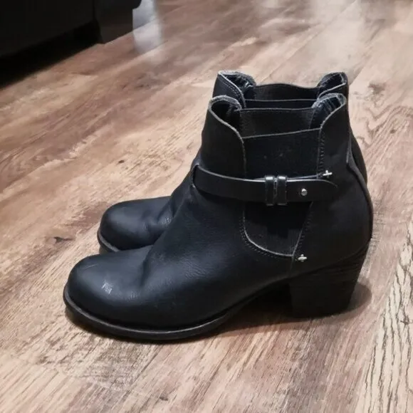 Rag &amp; Bone Black Leather Chelsea Strappy Ankle Boots Size US 8.5/ EU 38.5