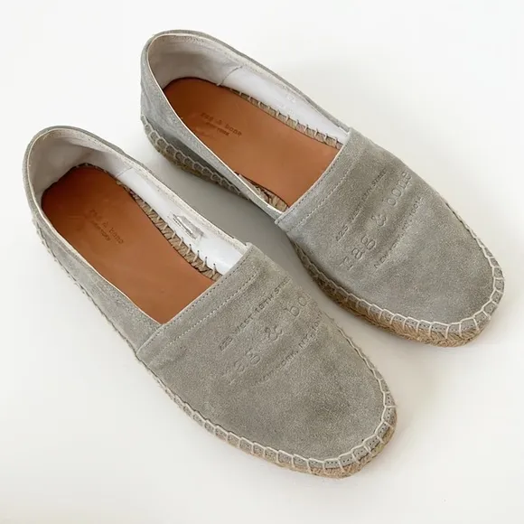 Rag &amp; Bone Edie Grey Suede Espadrille Flats