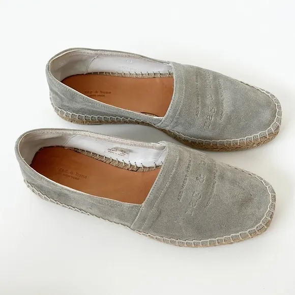 Rag &amp; Bone Edie Grey Suede Espadrille Flats
