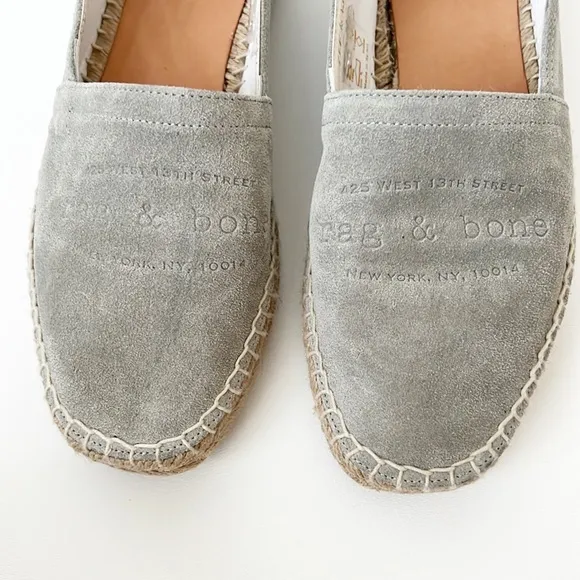 Rag &amp; Bone Edie Grey Suede Espadrille Flats