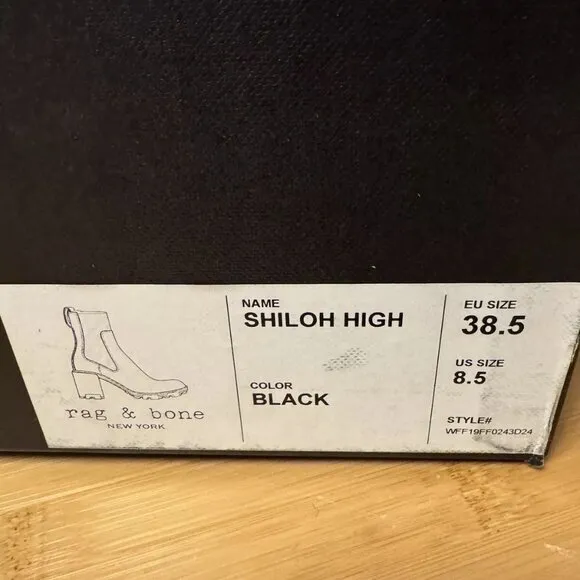 Rag &amp; Bone Shiloh Mid Chelsea Boot Sz 8.5 38.5 Black Ankle Boot NEW Retail $550