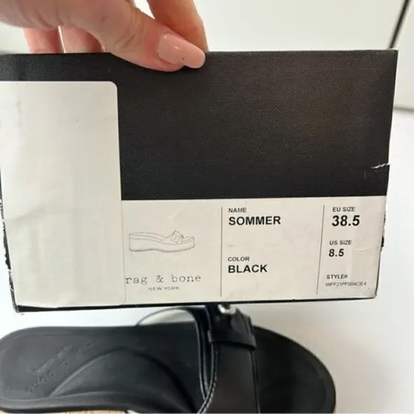 Rag &amp; Bone Women's Black Ragbone Sommer Wedge Sandal size 8