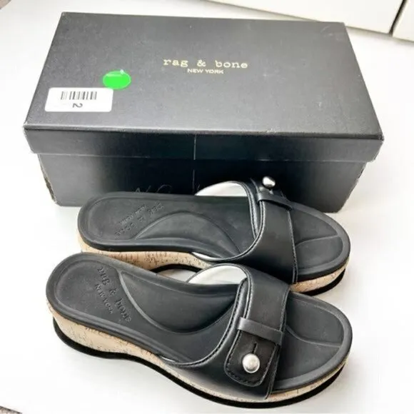 Rag &amp; Bone Women's Black Ragbone Sommer Wedge Sandal size 8