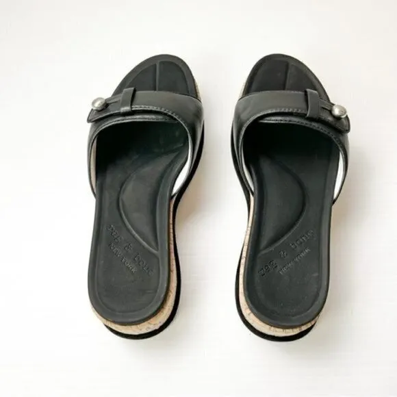 Rag &amp; Bone Women's Black Ragbone Sommer Wedge Sandal size 8